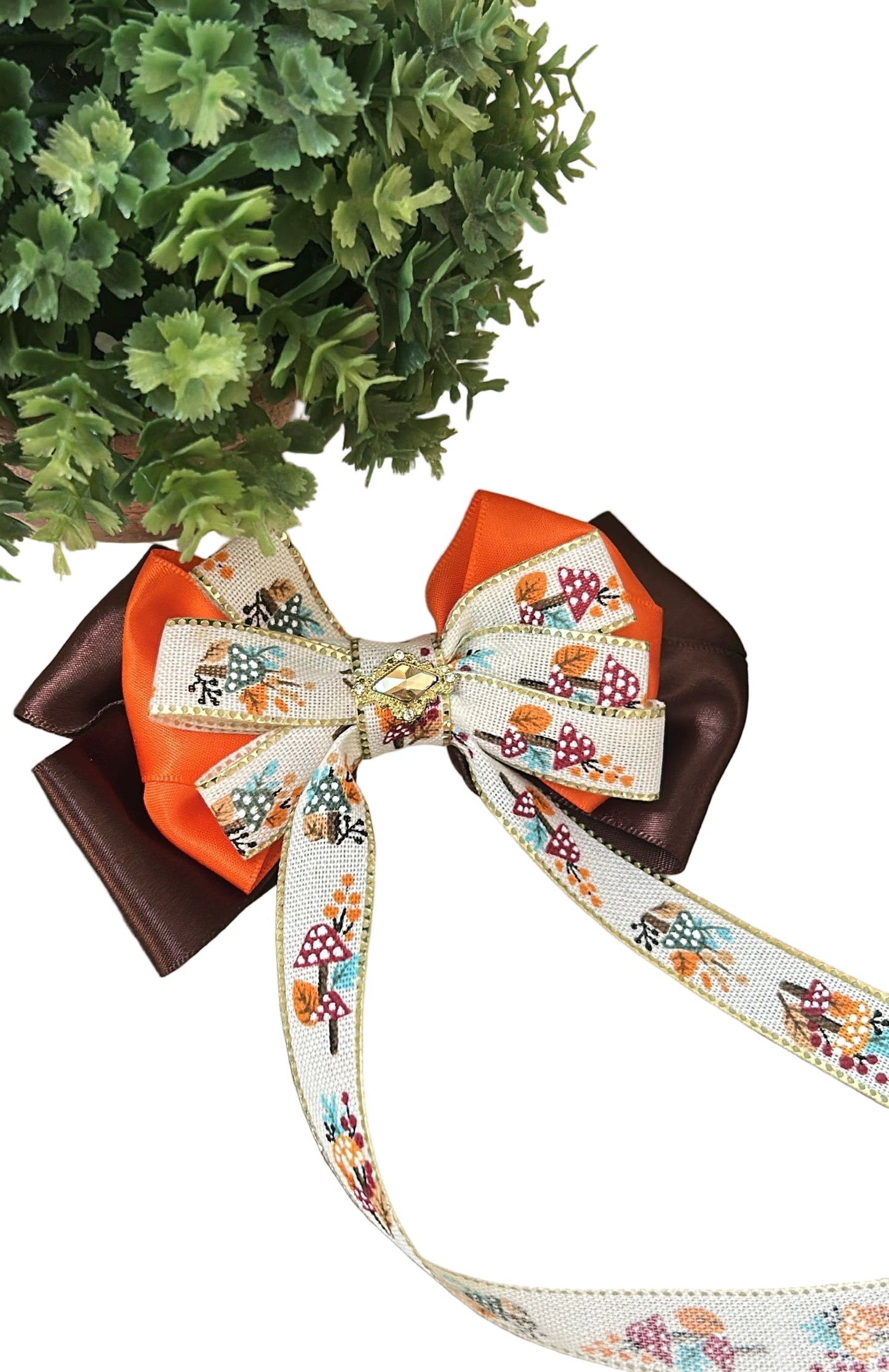 Brown/Orange/Pleated Bow