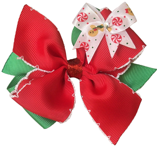 Red/Green Christmas Bow