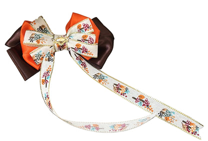 Brown/Orange/Pleated Bow