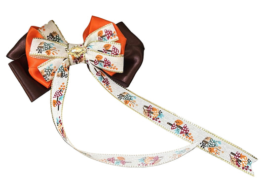 Brown/Orange/Pleated Bow